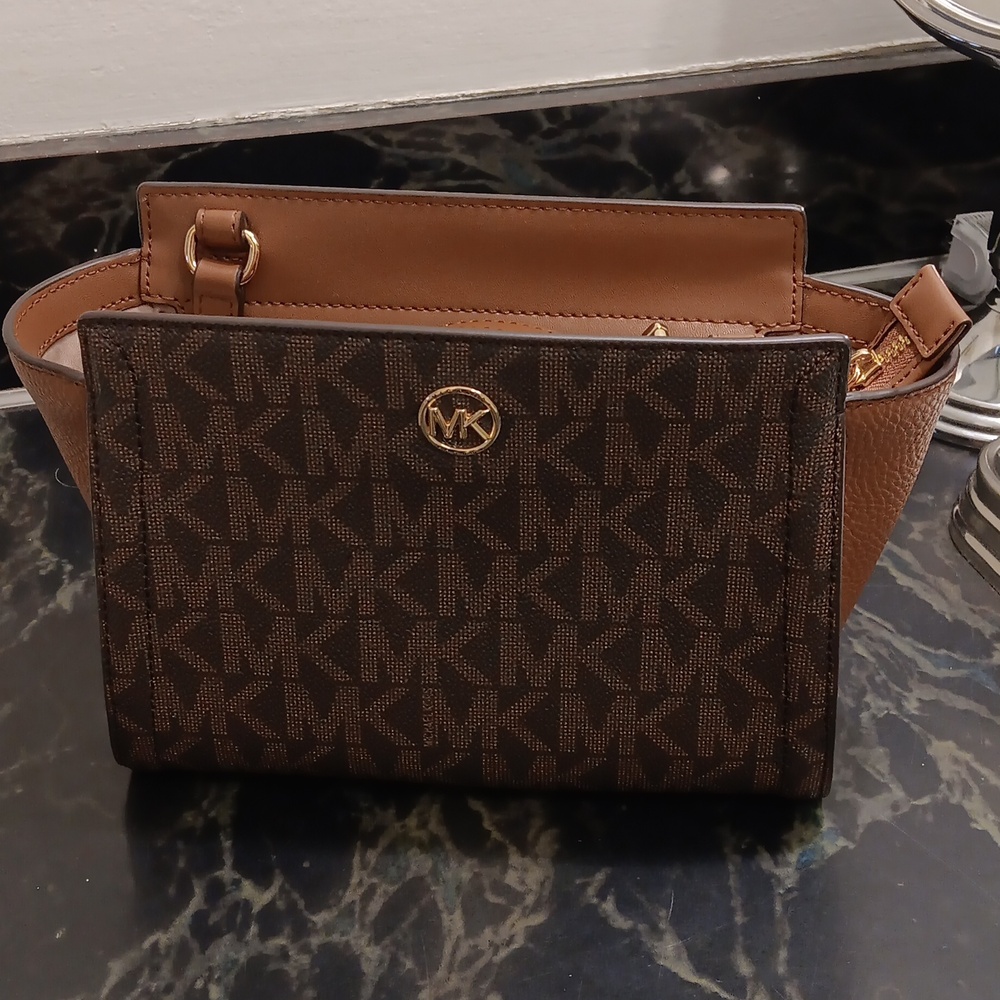 Michael Kors Brown Crossbody Bag with Monogram Design